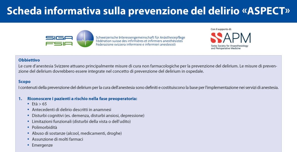 SIGA-FSIA, Merkblatt zur Prävention des postoperativen Delirs